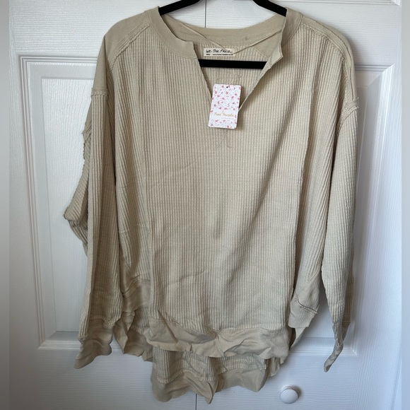 Free People We The Free Owen Thermal Knit Top, Size L vanilla crème - Picture 4 of 7